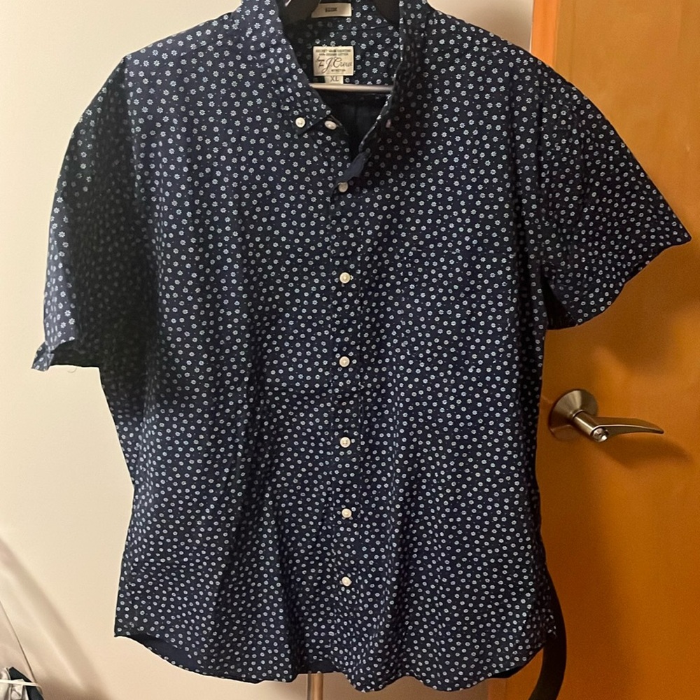 J.Crew Short-sleeve stretch Secret Wash organic cotton poplin shirt in print